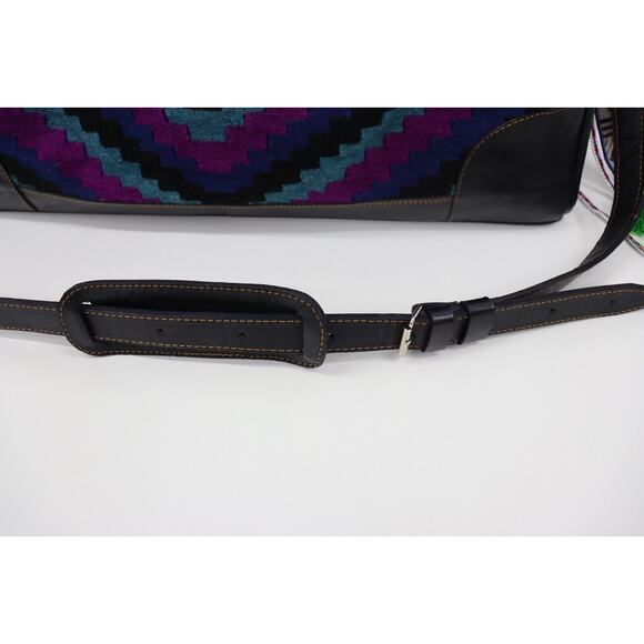 Give Thanks Hand Crafted Leather and Woven Large Weekender Duffle Bag MSRP $500+ - Picture 3 of 16